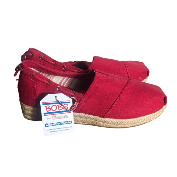 BOBS from Sketchers red Highlights 2.0 canvas shoes Sz 10 NEW - Picture 1 of 5